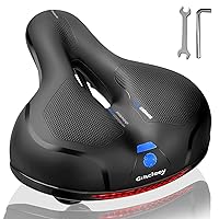 Comfort Bike Seat for Women Men,Wide Bicycle Saddle Replacement Memory Foam Padded Soft Bike Cushion with Dual Shock Absorbing Universal Fit for Indoor/Outdoor Bikes with Reflect