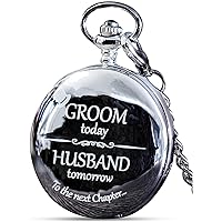 FJ FREDERICK JAMES Groom Gifts from Bride - Engraved Groom Pocket Watch - Wedding Gift for Groom on Wedding Day I Gift for Groom from Bride on Wedding Day