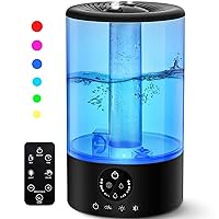 Humidifiers for Bedroom, Mikikin 3L Large Cool Mist Upgraded Humidifier for Home Plant and Baby Nursery, Quiet Ultrasonic Top Fill Humidifier with Remote, Timer, Auto Shut-Off, 7 Colors Lights