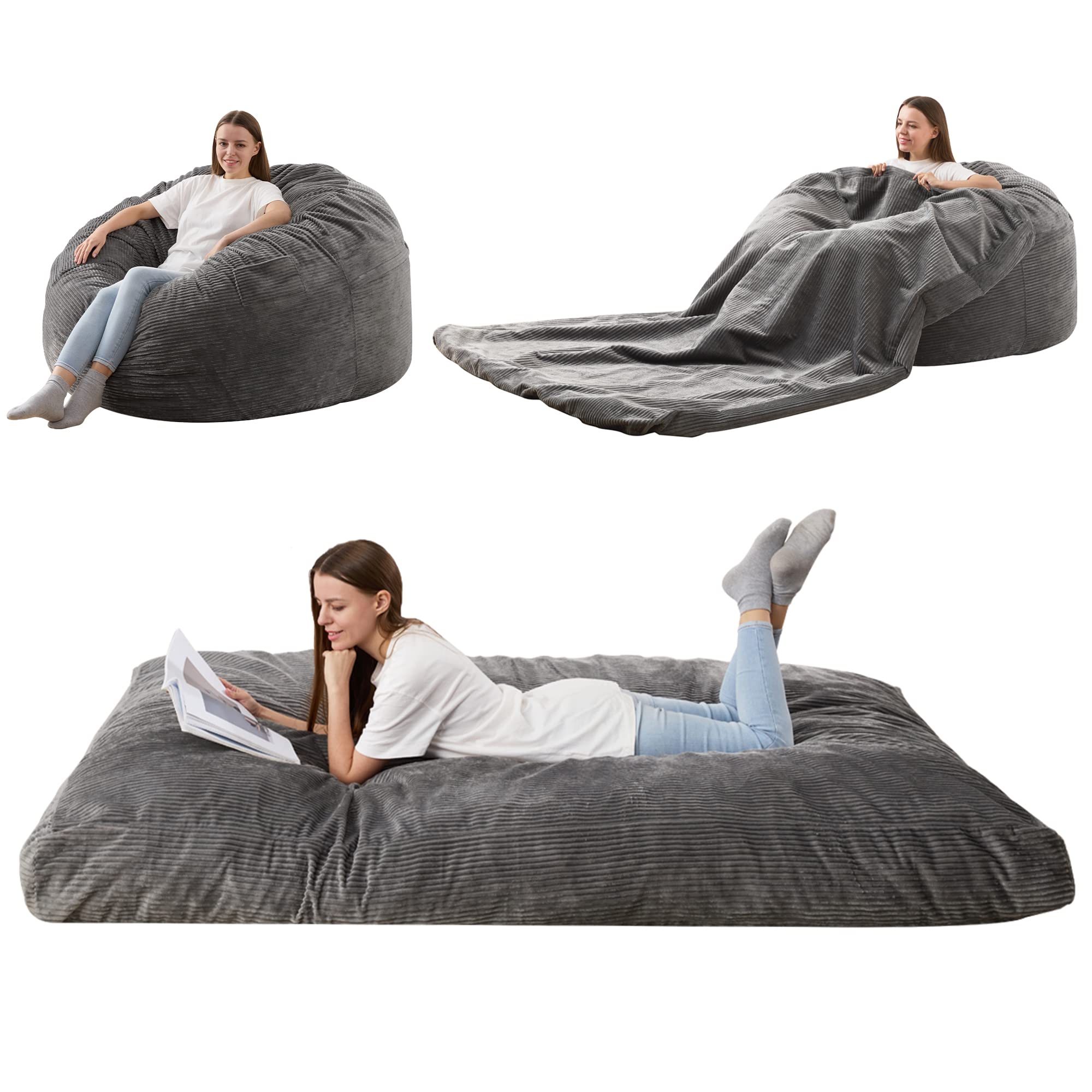 Large size Soft Comfortable Giant fur Bean Bag chair Living Room Decoration  Rest Furniture Round Sofa Bed Cover Sofa Recliner