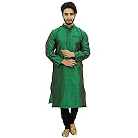 Atasi Designer Indian Ethnic Men's Kurta Pyjama Long Dupion Shirt