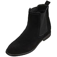 CALTO Men's Invisible Height Increasing Elevator Shoes - Suede Leather Slip-on Chelsea Boots - 2.9 Inches Taller