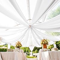 6 Panels White Ceiling Drapes for Weddings 5ftx20ft Wedding Arch Draping Fabric Sheer Curtains Chiffon Drapery Draping for Wedding Ceremony Reception Halls Decorations