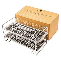 Stainless Steel Metal Ice Cube Trays With Easy Release Handle - 2 Pack With Stand | 36 Ice Cube Slots | Removable Slots For Easy Ice Cube Removal And Cleaning | Eco Friendly, Plastic Free