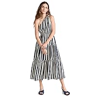 MOON RIVER Women's One Shoulder Cut-Out Tiered Shirred Midi Dress