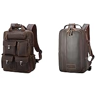 Masa Kawa Vintage Full Grain Leather Backpacks for Men Fits 15.6 Inch Laptop