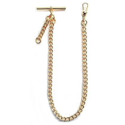 Dueber Yellow Gold Plated Albert Pocket Watch Chain with fob Drop