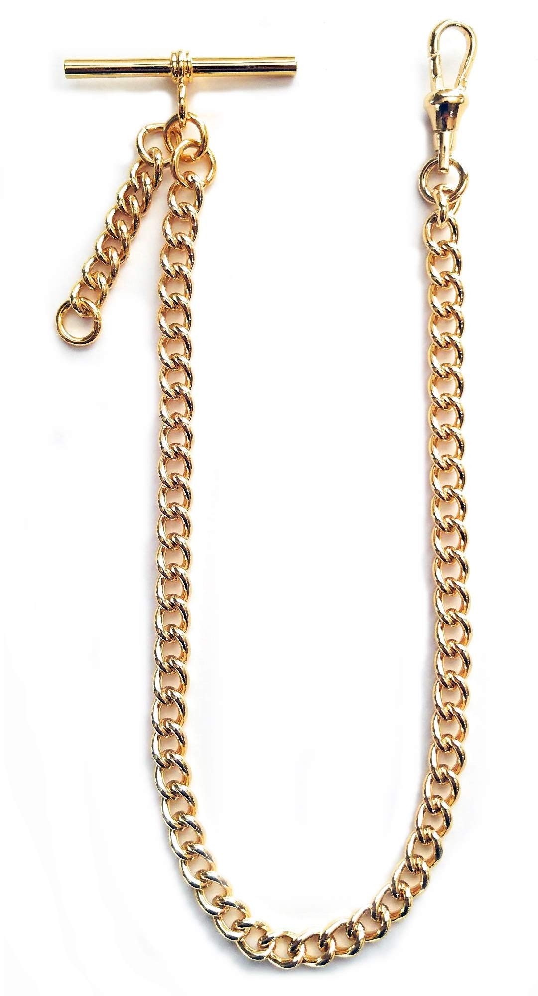 Dueber Yellow Gold Plated Albert Pocket Watch Chain with fob Drop