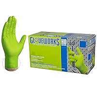 Gloveworks Nitrile Disposable Gloves Large Green Powder Free 100 pk