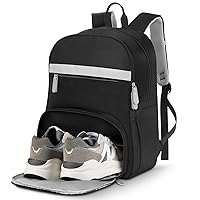 MoKo Womens Gym Backpack, Large Travel Backpack with Shoe Compartment Sports Bag with Wet Pockets 15.6 Inch Laptop Backpack Water Resistant Anti Theft Back Pack for Women Gifts, Black/Gray