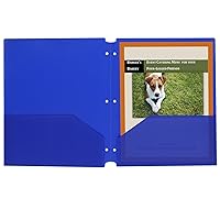 C-Line Two-Pocket Heavyweight Poly Portfolio Folder, 3-Hole Punch, 11 X 8.5, Blue, 25/Box