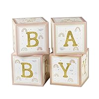 Kate Aspen Boho Rainbow Baby Block Box Photo Prop Decoration & Nursery Décor (Set of 4 Spells BABY)