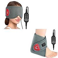 Comfytemp Heated Eye Mask for Dry Eyes and Ankle Heating Pad for Achilles Tendonitis, USB Wearable Heating Pad for Feet with 3 Heat and Time Settings, Electric Heated Ankle Wrap for Sprained Ankle