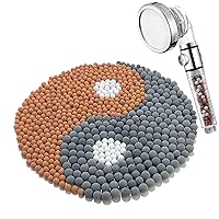 Luxsego Filter Beads fit for Filtered Shower Head, Replacement Showerhead Beans for Purifying Water, 5 oz Anion Mineral Balls Rejuvenate Dry Skin & Hair, 3 Kinds of Ionic Stones Refills Hand Shower