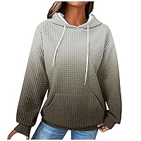 Hoodies for Women Casual Round Neck Gradient Printed Long Sleeve Sweatshirt Loose Pullover Hooded Sweatshirt Top