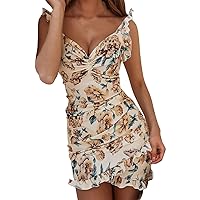 SNKSDGM Women's Sleeveless Summer Basic Round Neck Cutout Bohemian Floral Printed Swing A Line Long Dress with Pocket