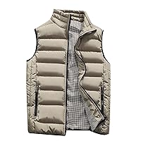 Men's Padded Cotton Puffer Vest Winter Sleeveless Jacket Coat Thick Warm Quilted Outerwear Oversized Vest Puffer