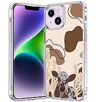 Western Cow Skin Print Aesthetic case Compatible with iPhone 15, Cow Print Collage Pattern Soft TPU Bumper Protective Phone Cover, Support Wireless Charging
