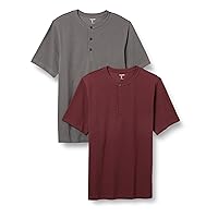 Amazon Essentials Men's Regular-Fit Short-Sleeve Pique Henley (Available in Big & Tall), Pack of 2