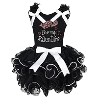 Petitebella Wild for My Valentine Dress Black Cotton Shirt Black Petal Skirt Girl Set 1-8y