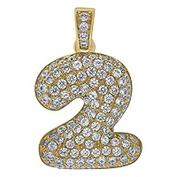 10k Yellow Gold Mens Women Cubic Zirconia CZ Sport game Number 2 Charm Pendant Necklace Measures 22.5x14.20mm Wide Jewelry Gifts for Men