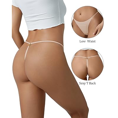  SHARICCA Seamless Thongs For Women Sexy Breathable No Show  Thong Underwear Women Multiple Pack