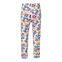Youth Girls Stretchy Waist Pattern Printed Leggings Pants Full-Length Skinny Tights for Gymnastic Activewear