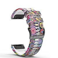 22mm 26mm Smart Watch Strap for Garmin Fenix 7 7X 5 6 5X 6X Pro EPIX 3HR Printing Silicone Smartwatch Wrist Band Bracelet Correa (Color : Color M, Size : 26mm D2 MK1 MK2i)