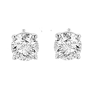 0.40 Carat Solitaire Diamond Stud Earrings Round Brilliant Shape Cz Screw Back In 14K White Gold Over Sterling Silver (D Color, VVS1 Clarity)