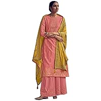 Casual Wear Banarasi Chanderi Palazzo Sharara Dupatta Suits Salwar Kameez Dress
