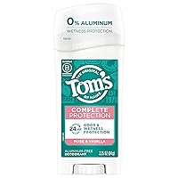 Tom's of Maine Complete Protection Aluminum-Free Natural Deodorant for Women, Rose & Vanilla, 2.25 oz