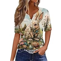 Boho Clothes for Women,Womens Short Sleeve Tops Fashion V-Neck Button Boho Tops for Women Going Out Tops for Women