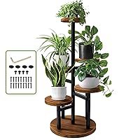 5 Tier Plant Stand, Tall Metal Wood Shelf Holder for Indoor Plants, Outdoor Garden Plant Display Rack Flower Pot Stand for Corner Living Room Balcony Garden Patio