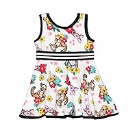 Disney Minnie Mouse and Daisy Duck Girls’ Sleeveless Dress for Infant and Toddler – White/Black/Multicolor