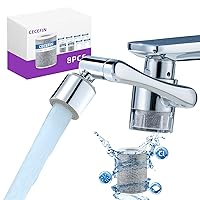 CECEFIN Splash Filter Sink Faucet-Aerator - 8pcs Replace Water Purifier, 1080° Rotating Tap Extender, 2 Modes Pressurized Spray Attachment, Solid Brass Robotic Arm for Kitchen/Bathroom Face/Eye Wash