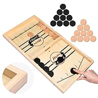 Wooden Hockey Sling Puck Game, Fast Desktop Battle Winner Board for Adults or Kids Family