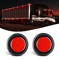 Nilight 2.5Inch Round Marker Light 2PCS Red 13LED Marker Clearance Light Flush Mount With Plug Grommet Pigtail Hardwired DOT Compliant For 12V Truck Trailer Tractor Buses Vans Boat, 2 Years Warranty