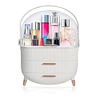 Teen Girls Gift Makeup Organizer,Skincare Organizer Jewelry Storage,Cosmetics Storage and Display Case,Make Up Holders and Organizers for Countertop,Bathroom Organizer with Lid ＆ Drawers(Pearl White)