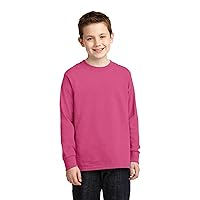 Port & Company Boys' Long Sleeve 54 oz 100% Cotton T Shirt