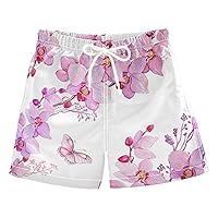 Flowers Orchids Buds Butterflies Boy's Swim Trunks Board Shorts Boy Kids Toddler Beach Swimwear Bottom Pants 2T
