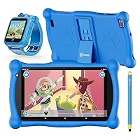 Contixo Kids Tablet, V10 7 Inch Tablet for Kids and Smart Watch Bundle, 2GB 32 GB Toddler Tablet with Bluetooth, with Smart Watch That Touch Screen, Camera, Video and Audio Recording, MP3 Player