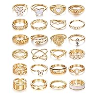 WFYOU 6pcs 18K Gold Plated Thick Dome Chunky Rings for Women Girls Braided Twisted Signet Chunky Gold Ring Set Minimalist Statement Ring Jewelry