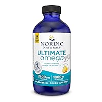 Ultimate Omega Xtra Liquid, Lemon Flavor - 8 oz - 3400 mg Omega-3 + 1000 IU Vitamin D3 - Omega-3 Fish Oil - EPA & DHA - Brain, Heart, Joint, & Immune Health - Non-GMO - 48 Servings