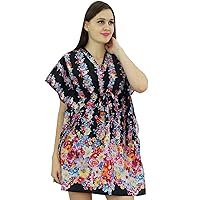 Bimba Printed Bohemian Kaftan Dress for Women's Cotton Short Tunic Beachwear Caftan Dress