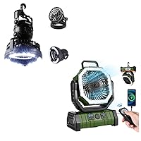 Odoland Bundle - 2 Items Portable LED Camping Lantern and Rechargeable Battery Operated Oscillating Fan