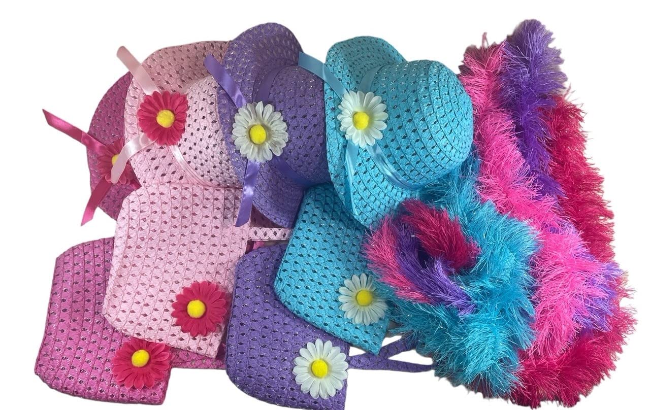 Butterfly Twinkles Girls Tea Party Hats Purses Boas Dress Up Play Set for 4 Sun Hats