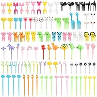 106 Pcs Food Picks, Fun Cute Mini Reusable Cartoon Animal Fruit Toothpick for Picky Eaters, Lunch Accessories/Bento Decorations For Toddler And Kids