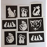 10 x cat Stencils for Etching on Glass (Mixed) Gift Hobby Craft Present Glassware Sale