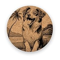 Australian Shepherd, Coasters, Set of 6, Cork Coasters with Holder, Absorbent Coasters for Dog Lovers, Personalized Drink Coasters - CA030