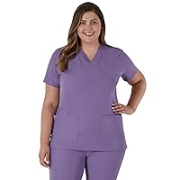 Hanes Women's Scrubs Healthcare Top, Moisture-Wicking Stretch Scrub Shirts, Ribbed Back Panel